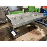 Sorting Table, with two chutes and upstand, approx. 1.6m x 0.8m x 0.9m high, lift out charge - £20 +