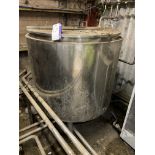 STAINLESS STEEL TANK, approx. 1.4m dia. x 1.2m deep, with insulated jacket, with two valves (