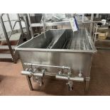 Double Tank Washer/ Cooler, with pipework, each tank approx. 1.5m x 0.5m x 0.3m deep, 1.6m x 1.1m