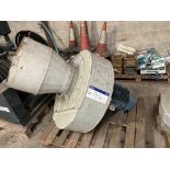 Steel Cased Centrifugal Fan, approx. 500mm dia. intake, 250mm x 460mm delivery, with electric motor;