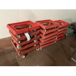 16 Red Tray Dollies, tray size approx. 550mm x 350mm wide, lift out charge - £20 + VAT, lot