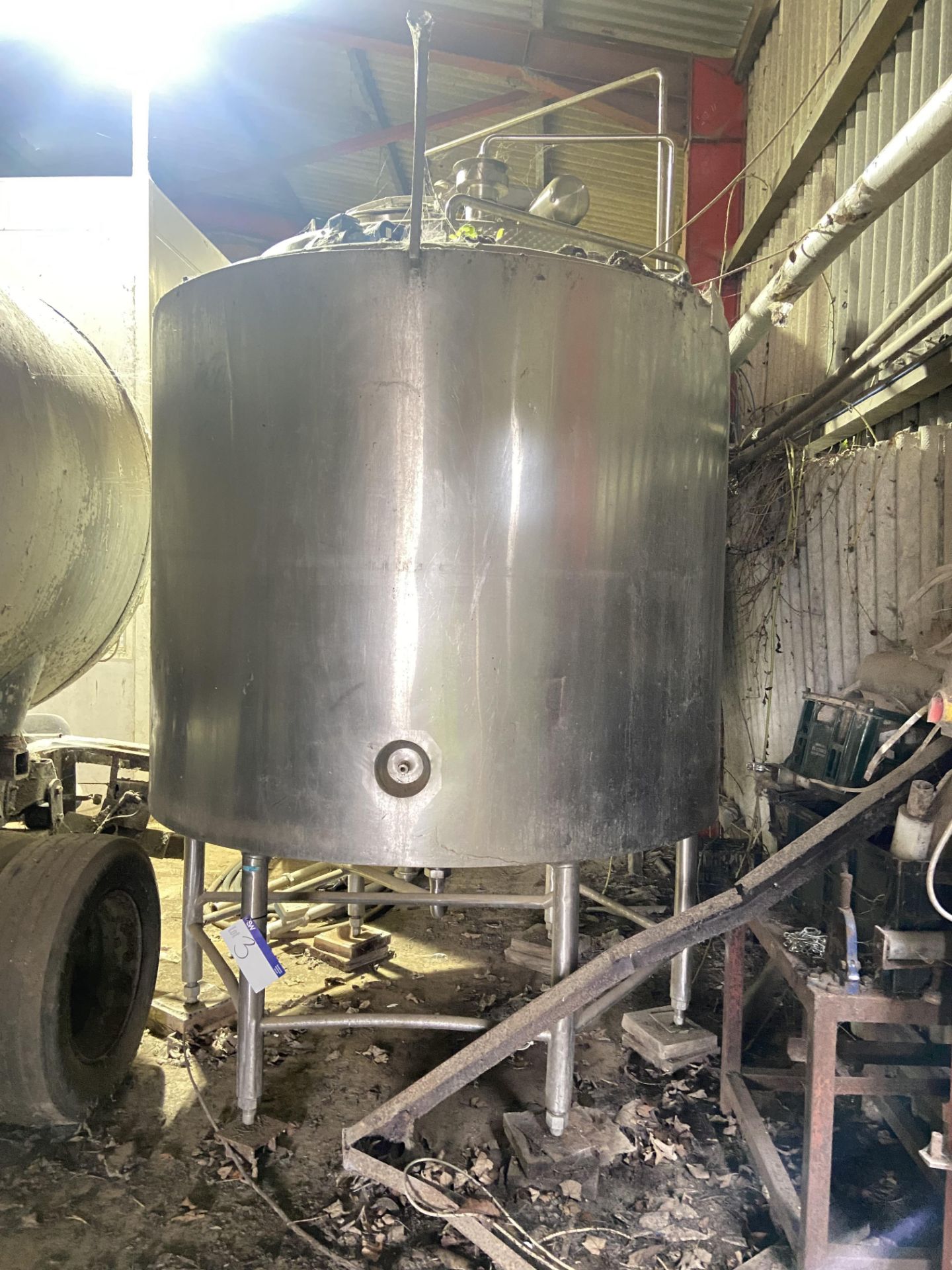 STAINLESS STEEL MIXING VESSEL, understood to be insulated, approx. 2m dia. x 1.6m deep, with - Image 2 of 4