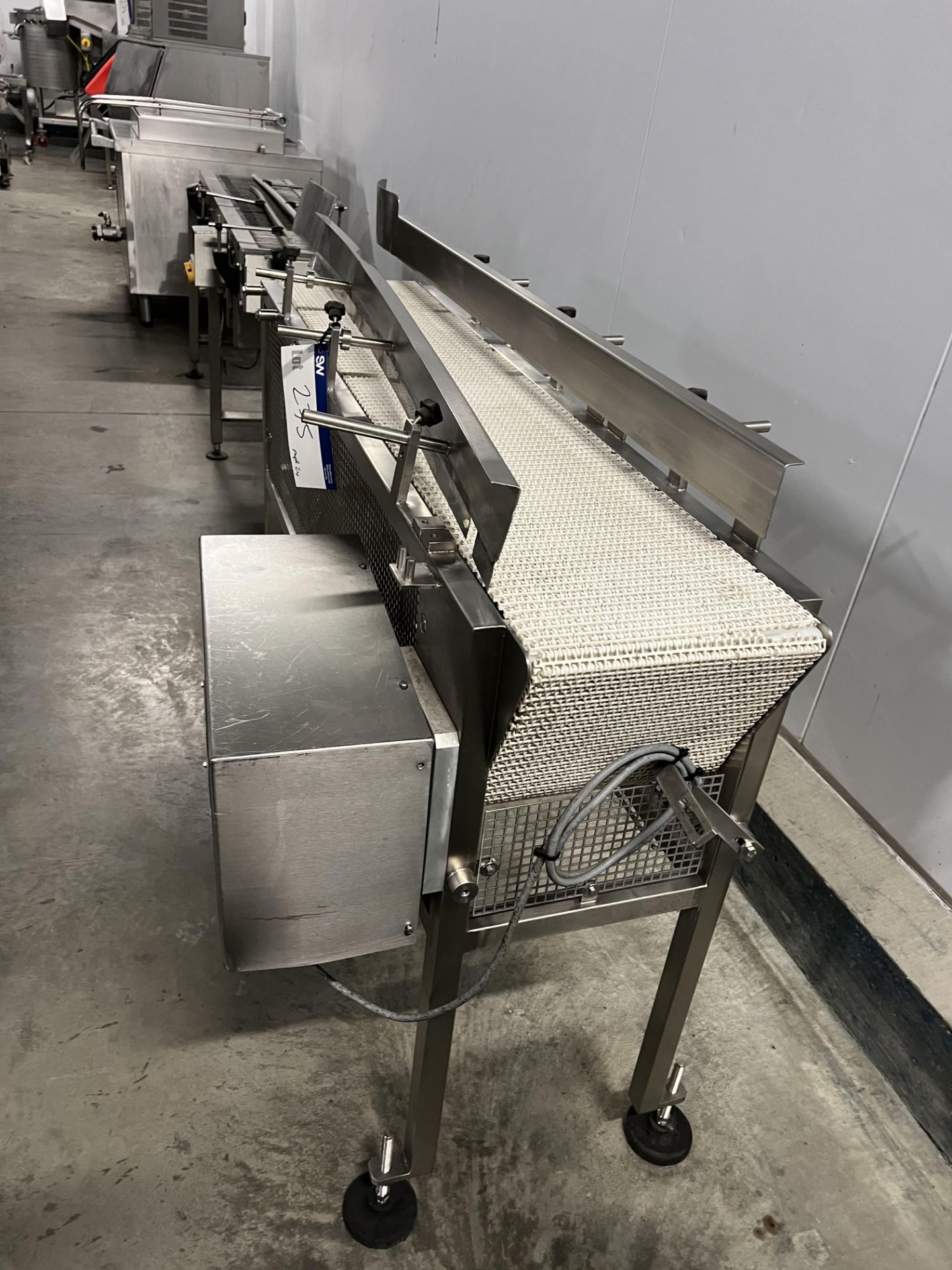 Mondini Conveyor, approx. 300mm wide, 1.6m x 0.65m x 1.1m high overall, lift out charge - £30 + VAT,