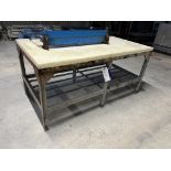 Heavy Duty Table, with plastic cutting board top, approx. 1.85m x 0.9m x 0.9m high, lift out