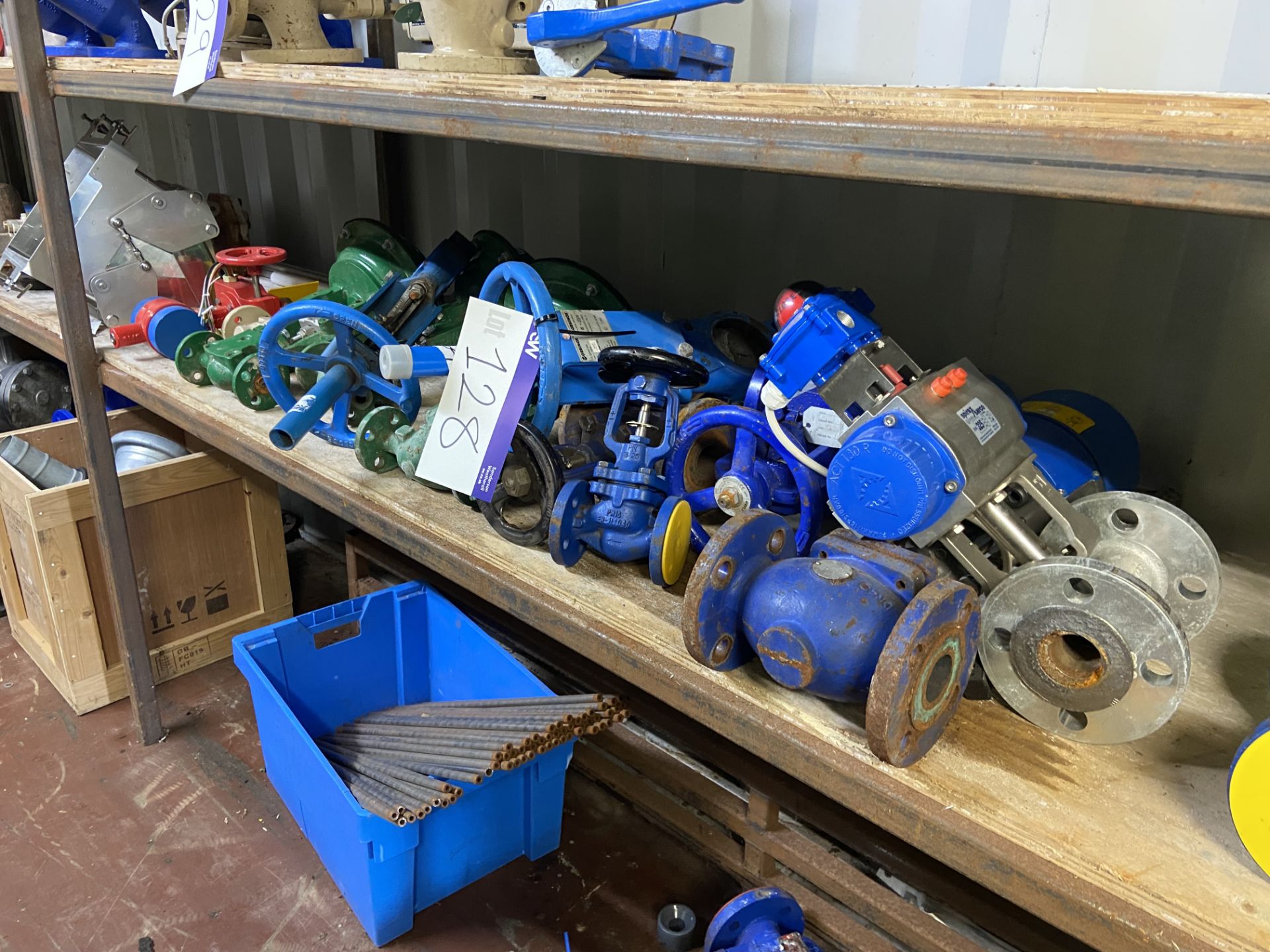 Approx. 12 Assorted Valves, as set out on shelves, lot located in Bretherton, Lancashire, lot loaded