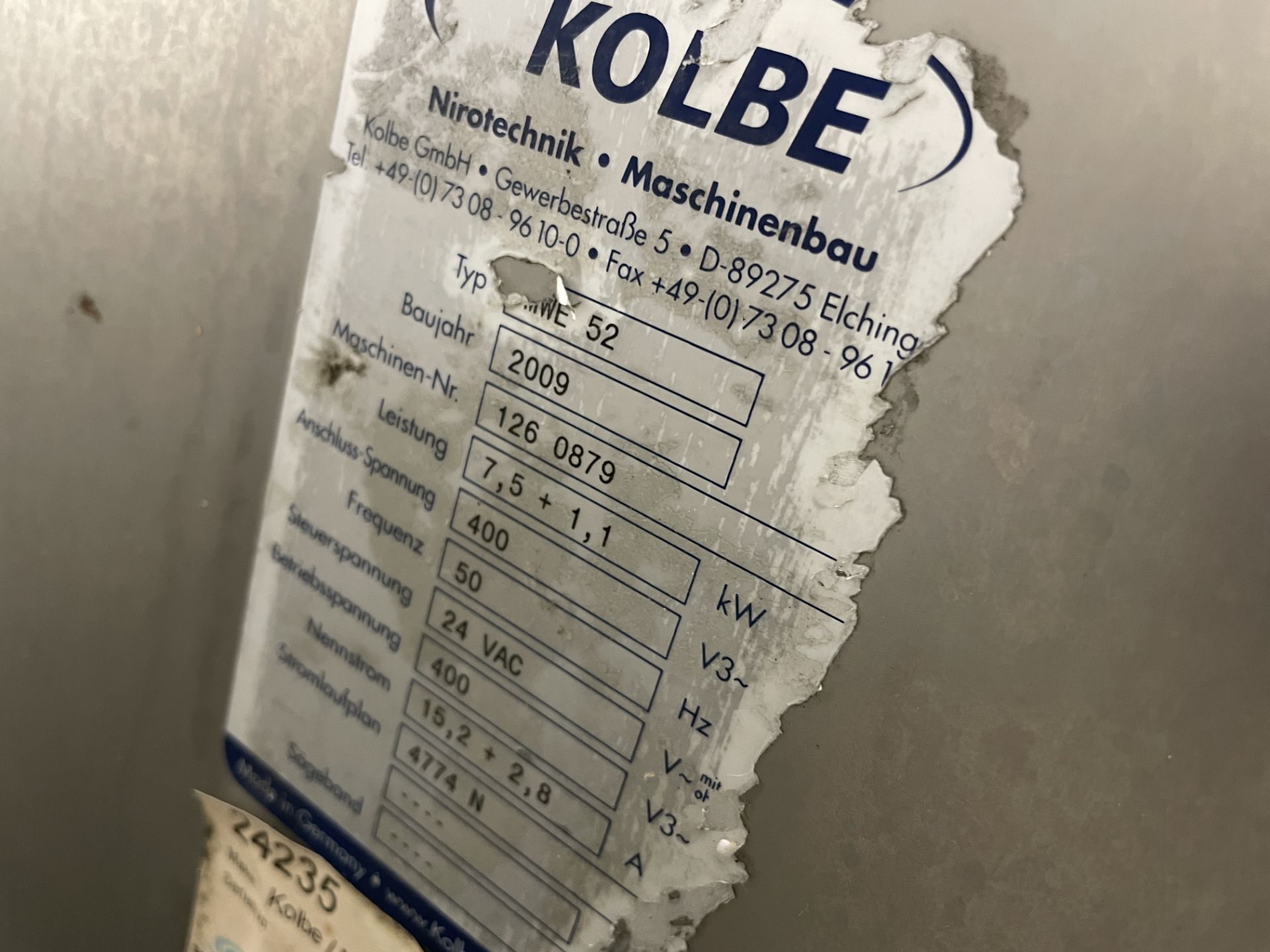 Kolbe MWE52 MOBILE MIXER/ GRINDER, serial no. 126 0879, year of manufacture 2009, lot located at - Image 6 of 6