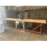 Wadkin Bursgreen PULLOVER CROSSCUT SAW, with steel framed benching as fitted, with 320mm dia.