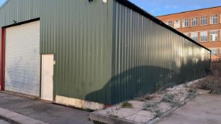 STEEL PORTAL FRAMED BUILDING, approx. 80ft x 40ft x 11ft to eaves, with profiled steel cladding to
