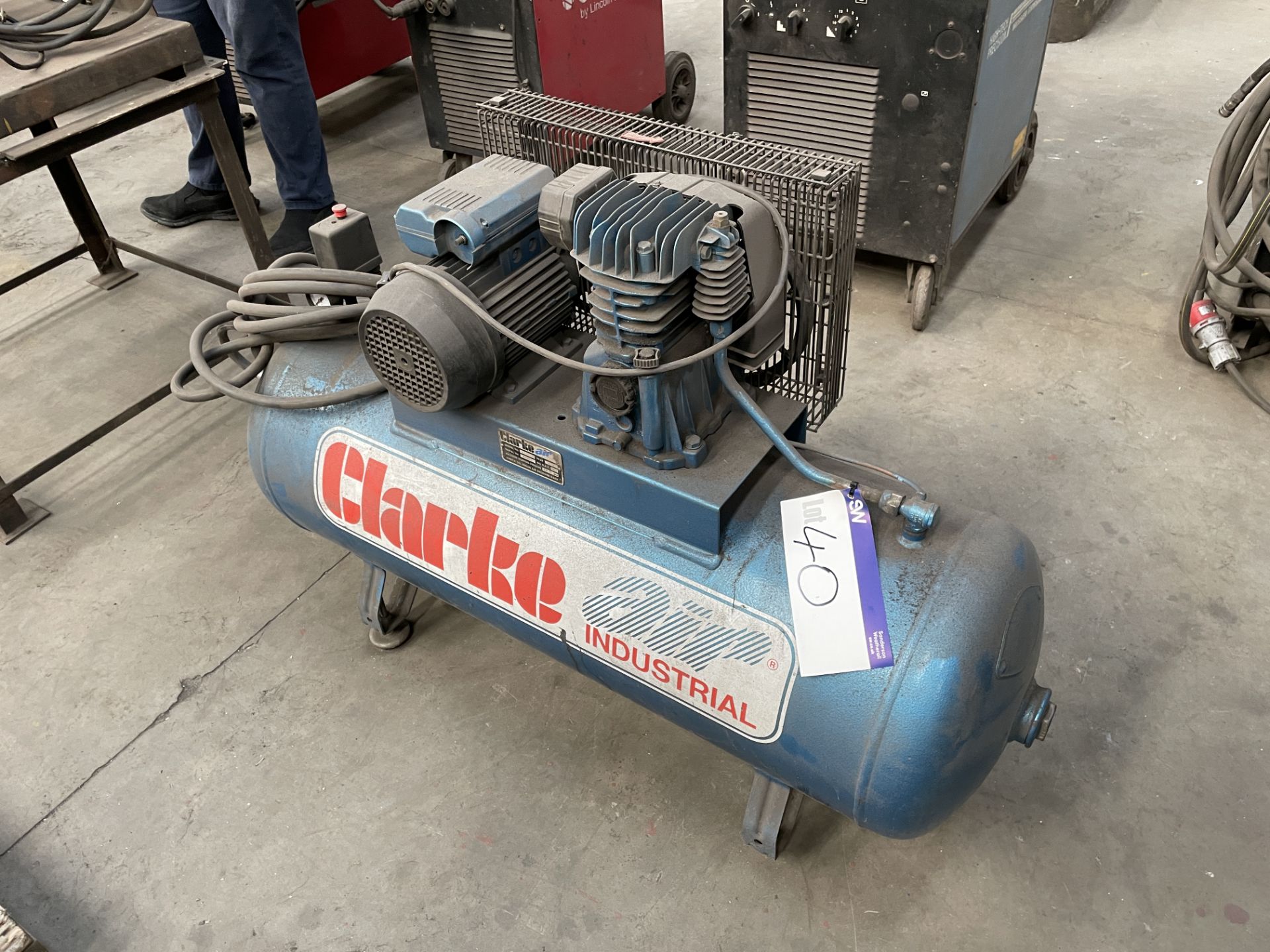 Clarke SE15C 150 Horizontal Receiver Mounted Air Compressor, serial no. 69025, 240V, lot located