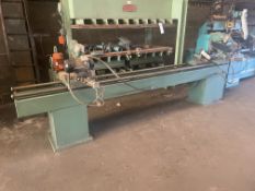 SD15 TWIN HEAD SAW, approx. 3.3m long on bed, with 300mm dia. saw blades, lot located at