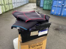 Four Janga Riot Wet Suits & Four Peak UK Sleeveless Long John Wetsuits, with plastic crate Please