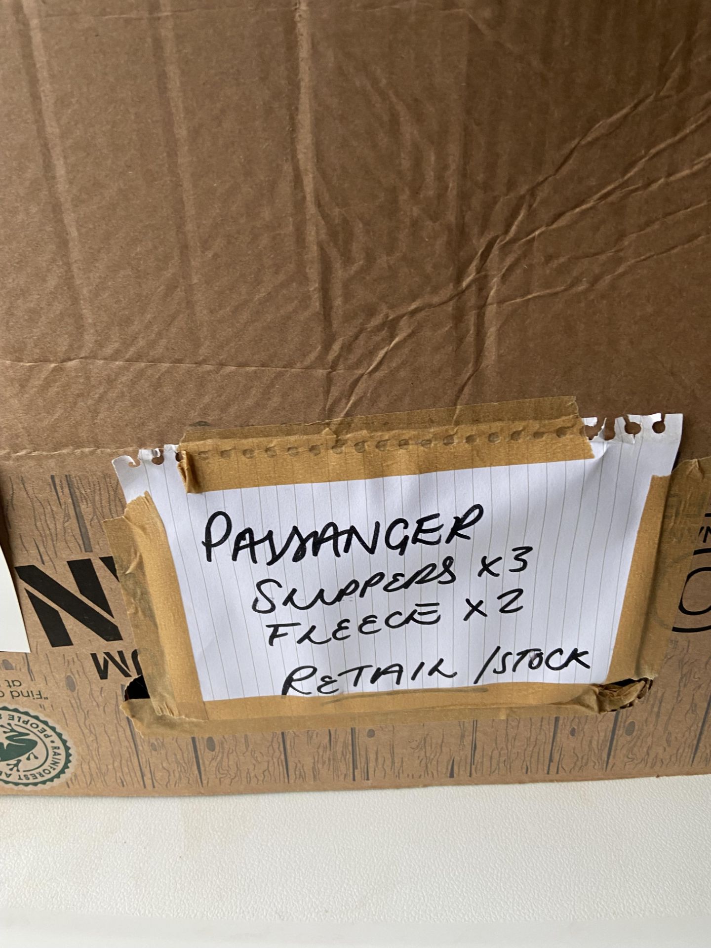Passenger Clothing, including three pairs of slippers and two fleeces, in cardboard box Please - Image 2 of 5