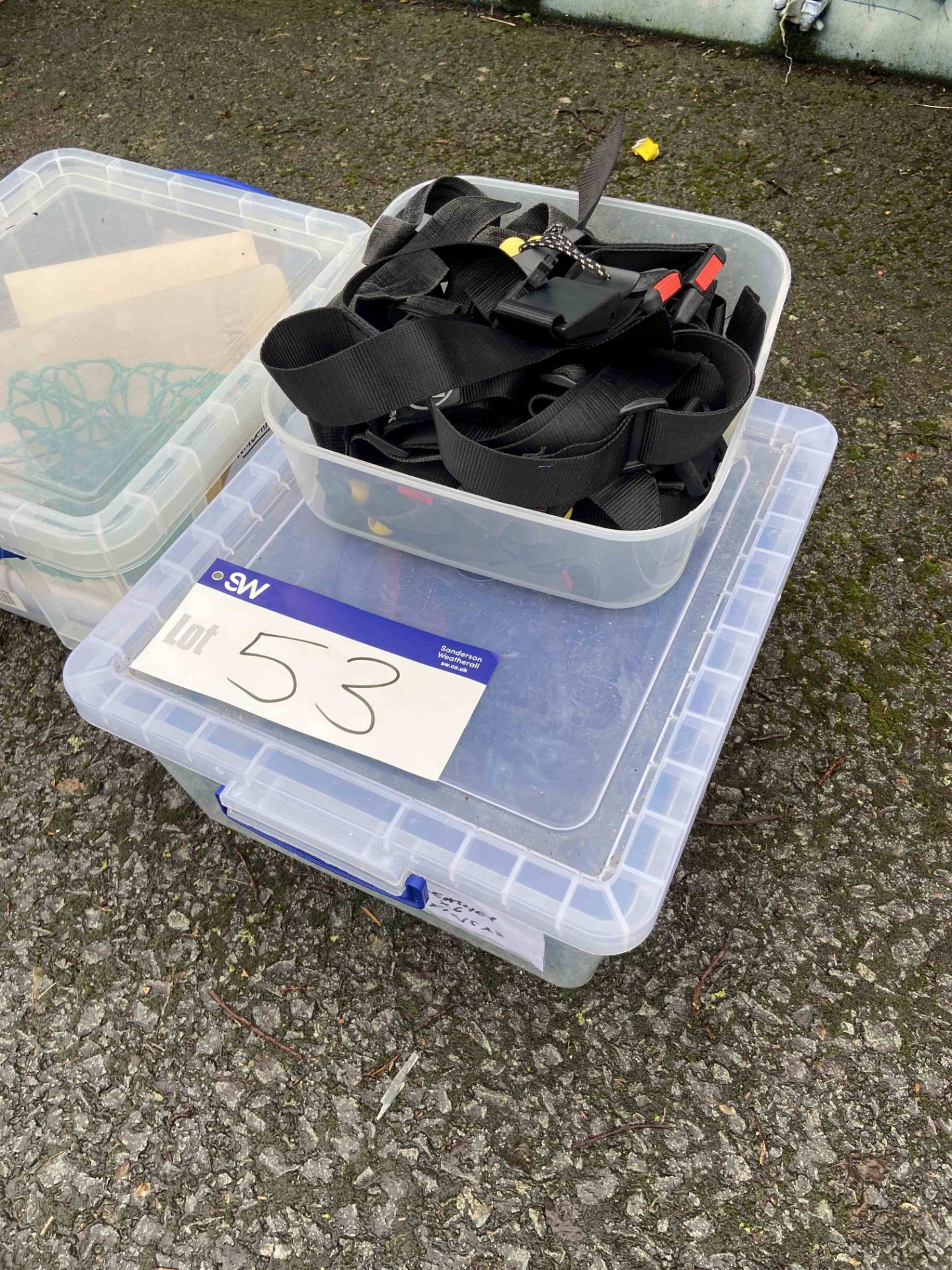 Assorted Paddle Boarding Equipment, including guide belts, fins and leashes, as set out in three