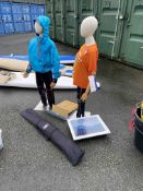 Shop Display Equipment, including two mannequins, boards, picture frames, flag and carry bag