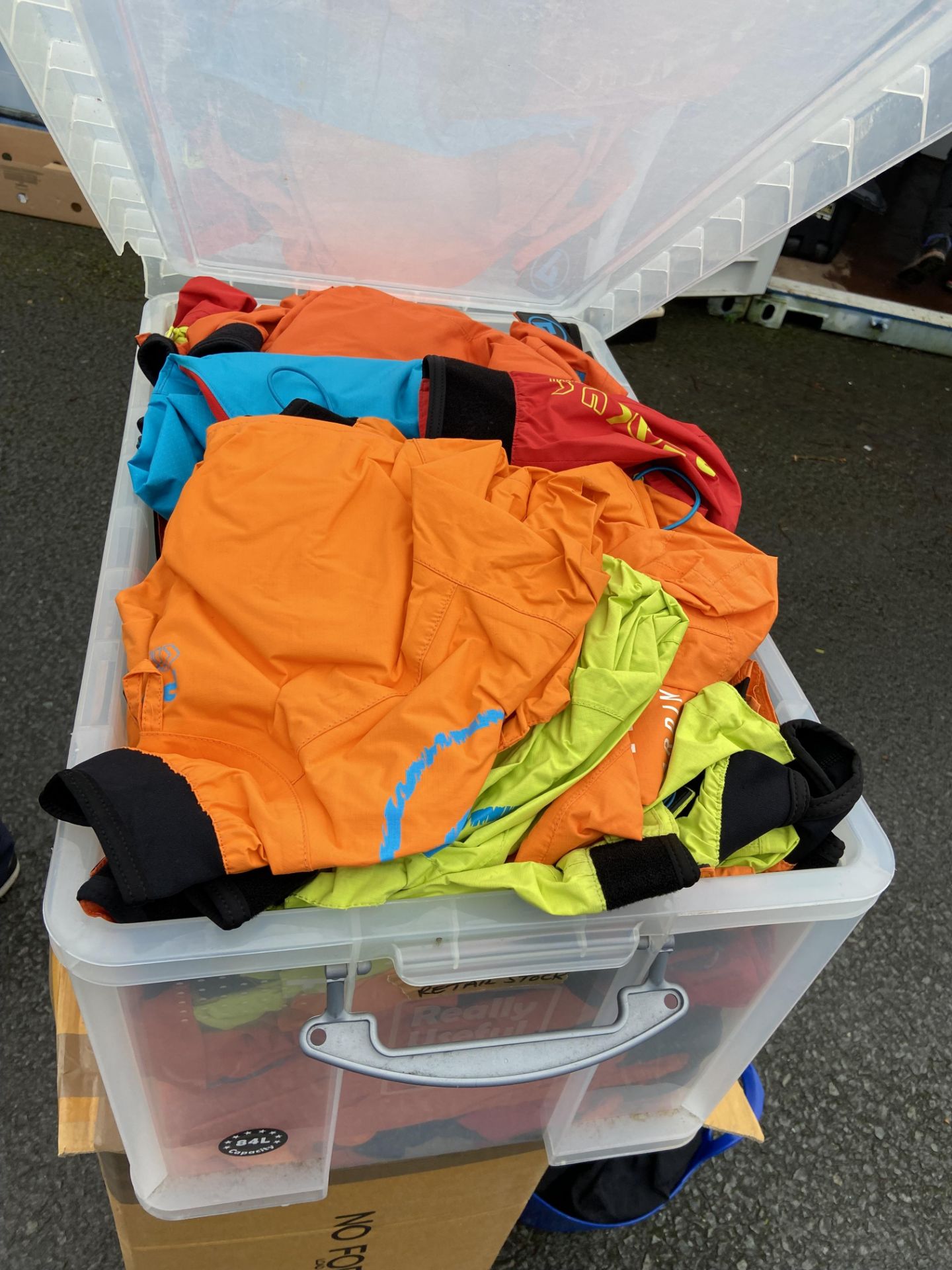 Quantity of Peak UK Waterproof Jackets, with plastic crate (understood to be unused) Please read the - Image 2 of 2