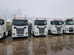 Late Model High Spec Scania & Volvo Tractor Units, Two Ford Transit Crew Cabs, Linde Fork Lift Truck & Bunded Fuel Tank