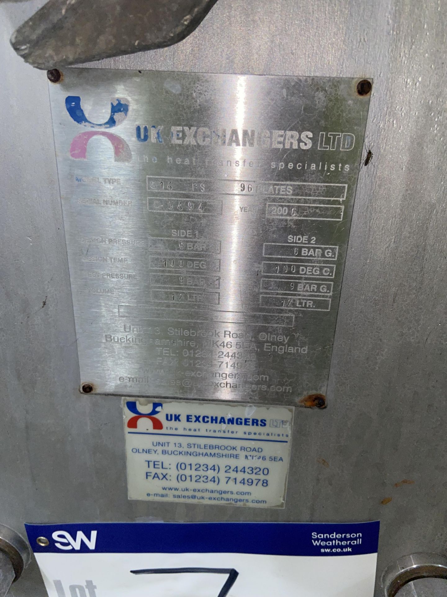 UK Exchangers S14 FS PASTEURISER, serial no. C-5494, year of manufacture 2006, with Puma and Alfa - Image 6 of 6