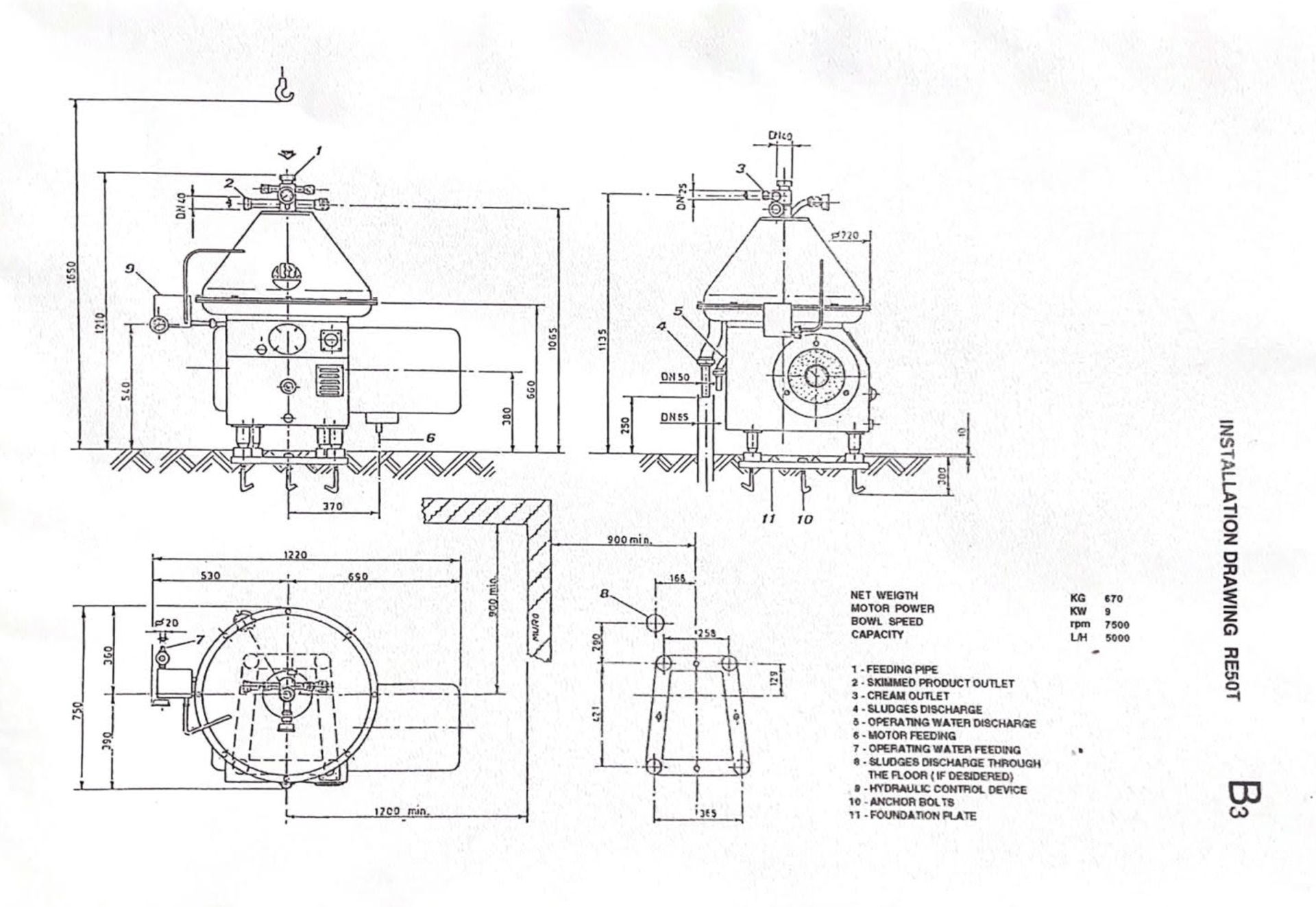 Reda RE30T SEPARATOR, serial no. CO35/086, 7000g/min, 7.5kW, with immediate stainless steel piping - Image 7 of 7