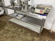 Stainless Steel Bench, approx. 1.8m x 600mm, with two undershelves (please note this lot is part