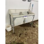 Twin Bowl Wash Station, with stainless steel pipe fittings (please note this lot is part of