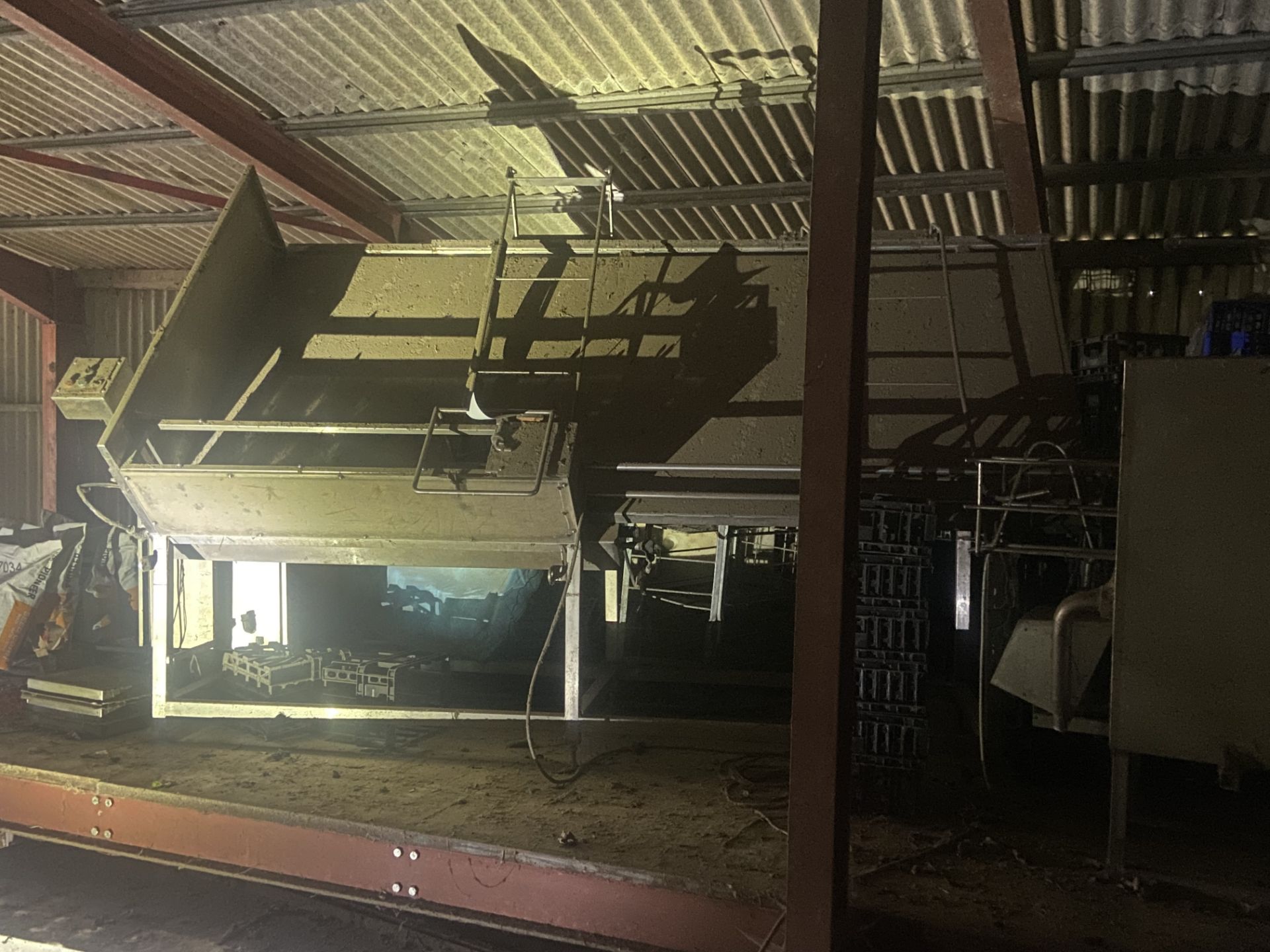 Four Row Pneumatic Cheese Press, approx. 5.6m long on frame, with stainless steel cheese moulds in - Image 8 of 11