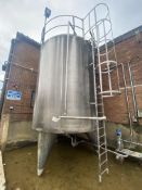 Golden Vale 5500 gallon cap. STAINLESS STEEL STORAGE TANK, (jacketed) working pressure 35psig,