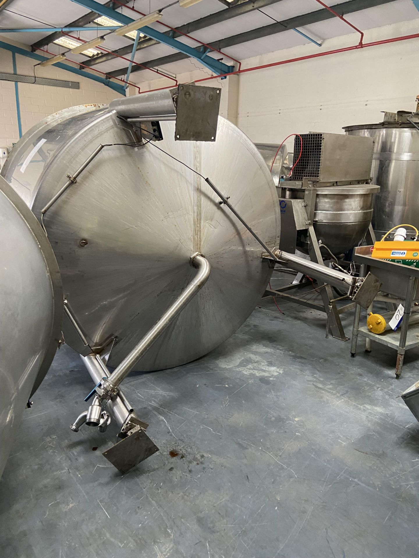 STAINLESS STEEL MIXING VESSEL, approx. 2m dia. x 1.9m deep, with loadcells as fitted, vertical mixer - Image 5 of 8