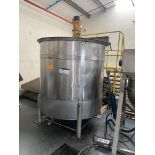 Greaves STAINLESS STEEL MIXING VESSEL, approx. 1.5m dia. x 1.6m deep, with vertical mounted mixer