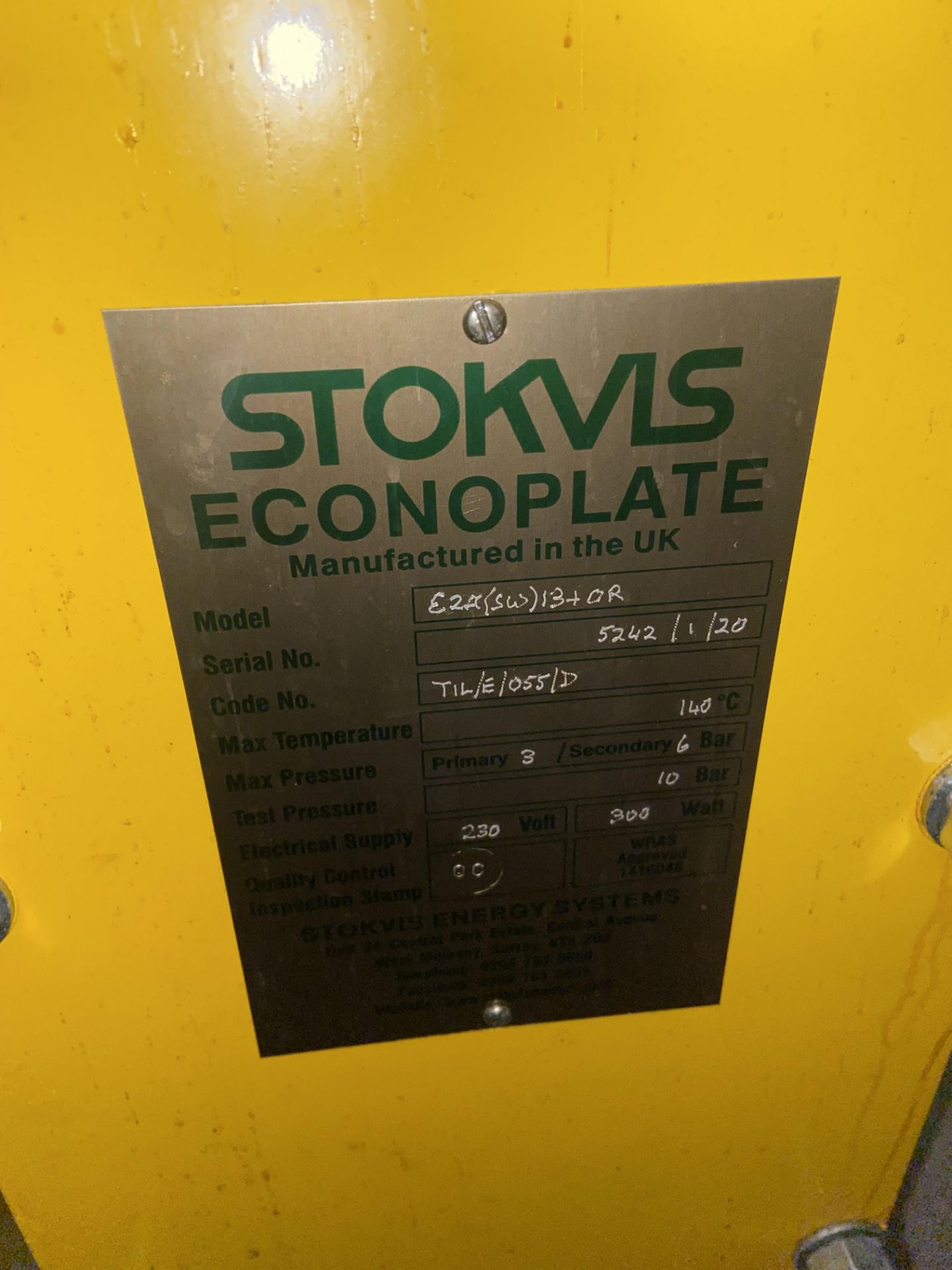 Stokvis Econoplate E24 (SW) 13+0R Plate Heat Exchanger, serial no. 5242/1/20, 230V, primary 3/ - Image 4 of 4