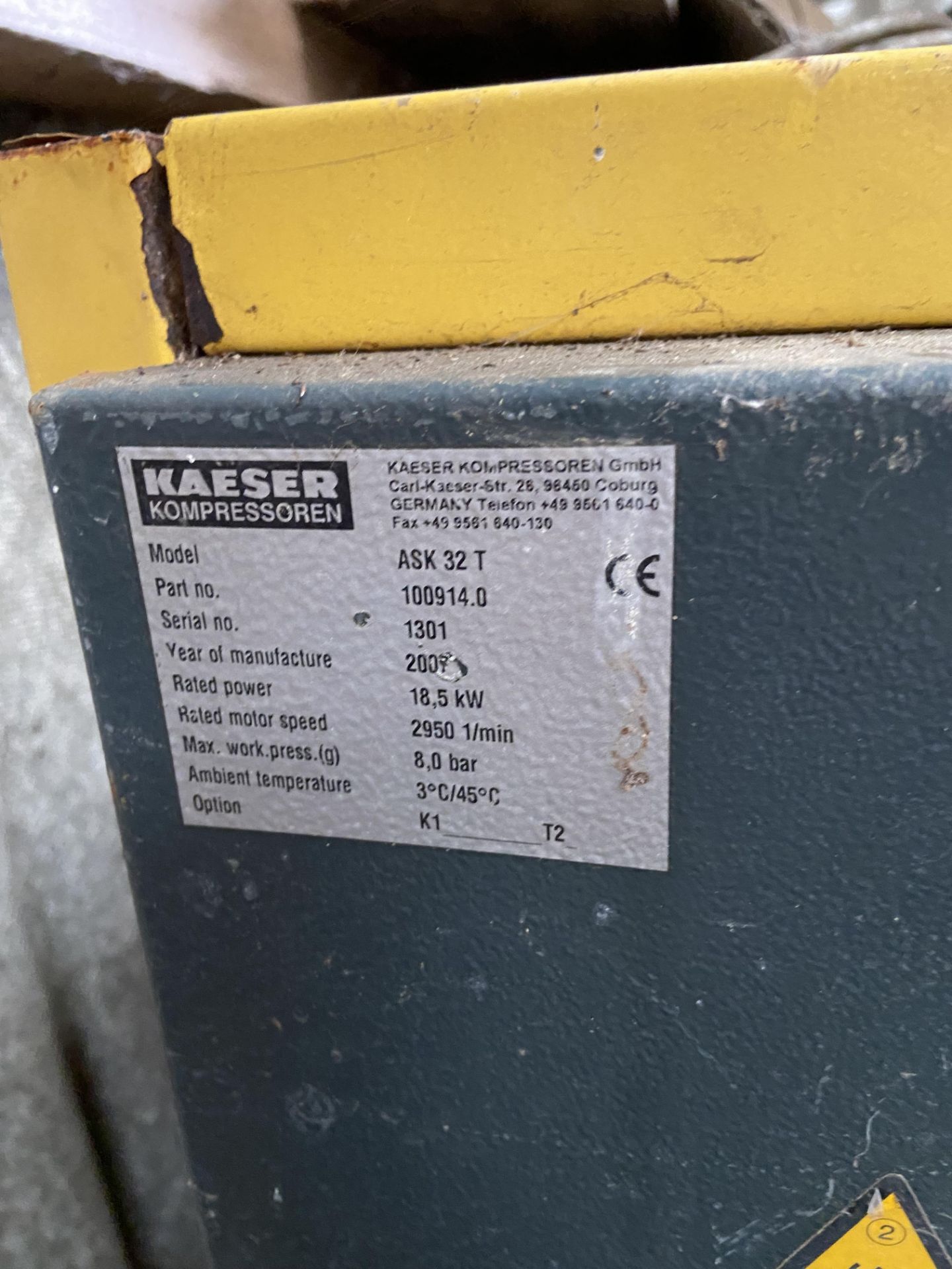 Kaeser ASK32T Air Compressor, serial no. 1301 Please read the following important notes:- Free - Image 3 of 3