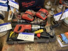 Milwaukee Assorted Portable Electrical & Battery Tools, all known to require attention Please read