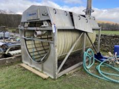 Hydrotech STAINLESS STEEL FRAMED ROTARY DRUM FILTER SCREEN, approx. 1.9m dia. x 3m long, with