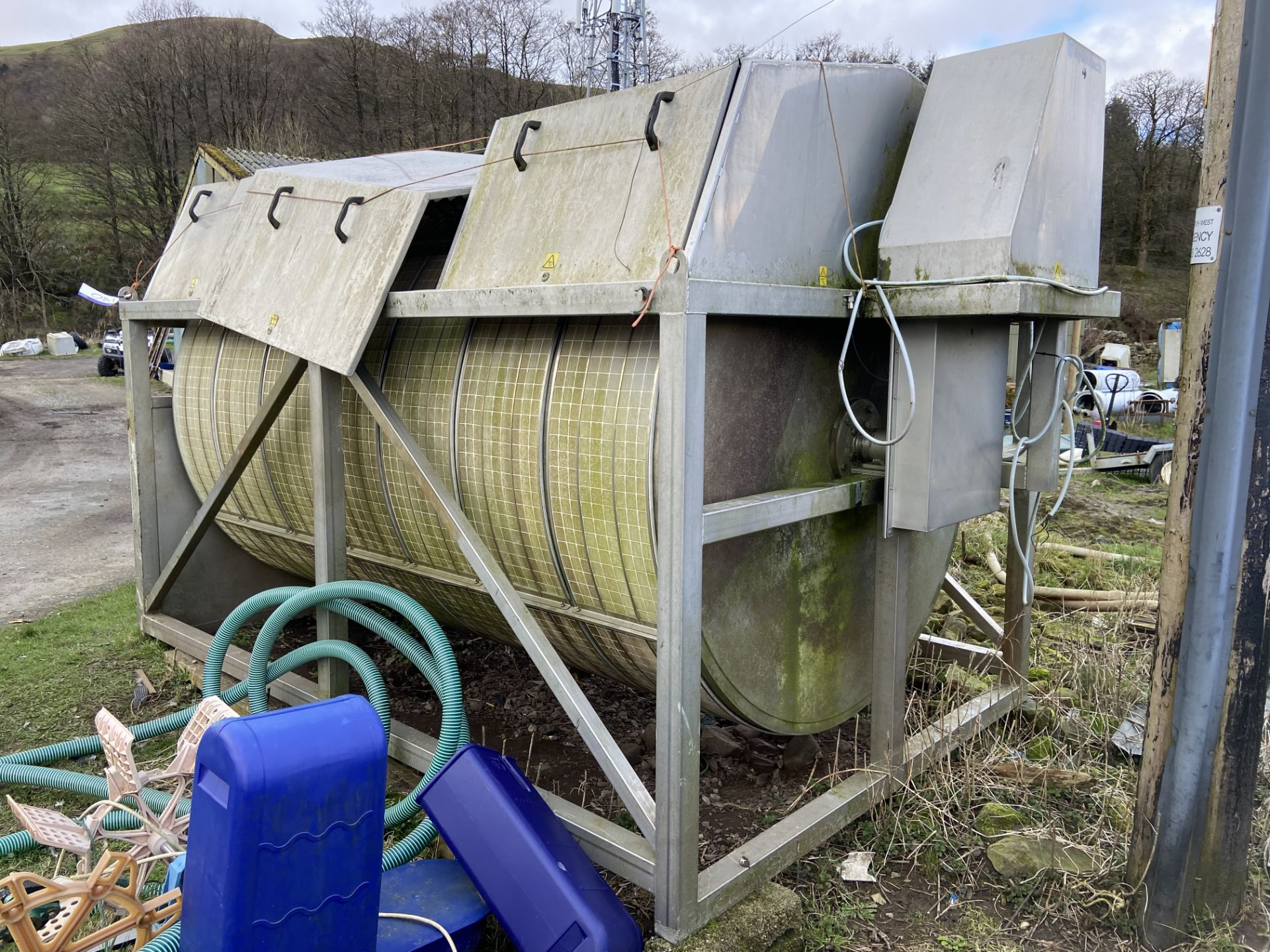 Hydrotech STAINLESS STEEL FRAMED ROTARY DRUM FILTER SCREEN, approx. 1.9m dia. x 3m long, with - Image 5 of 6