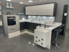 ANTHRACITE MATT GREY KITCHEN UNIT, with cabinets, Korean worktop, twin sink unit, Franke tap,