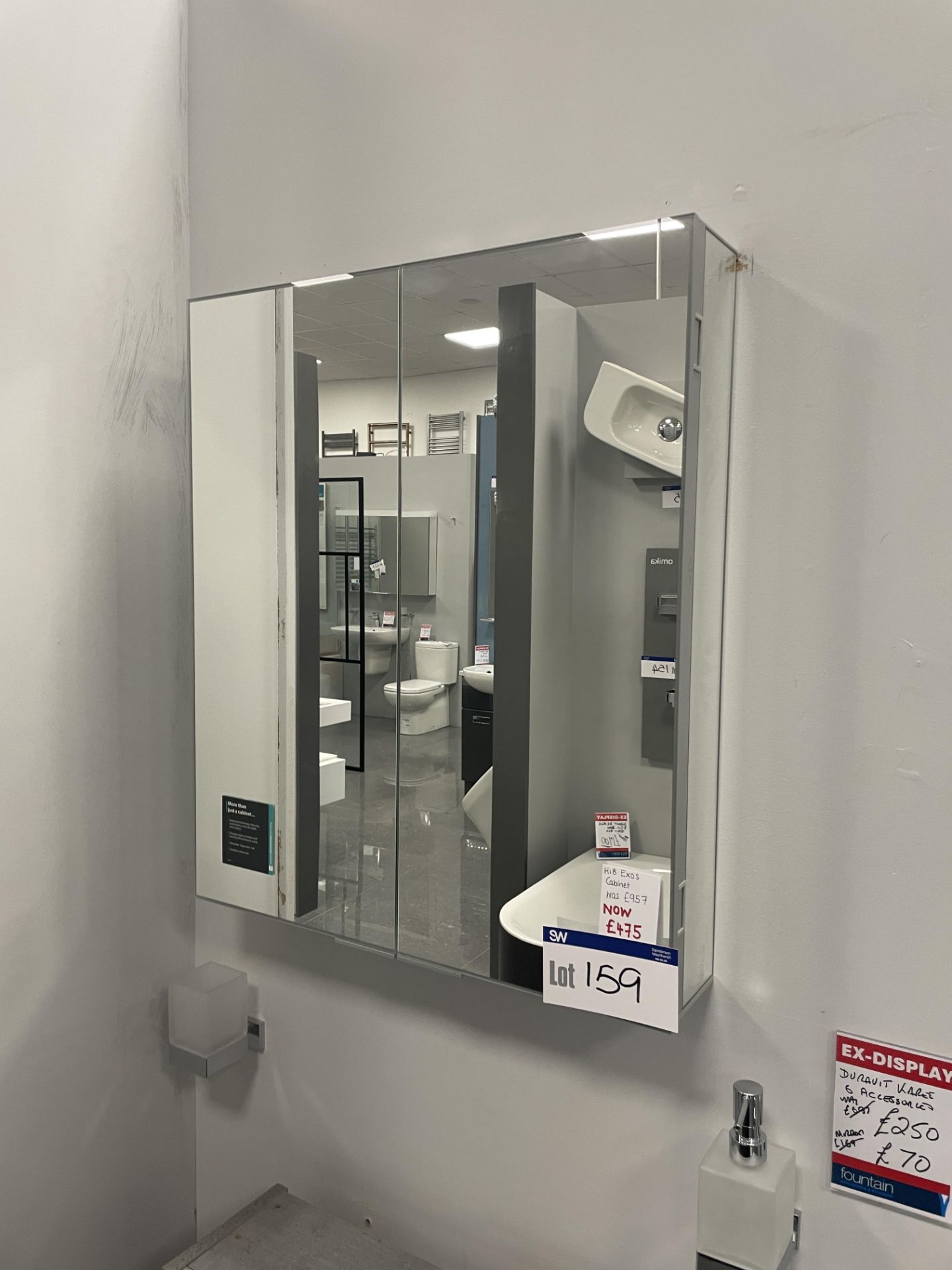 HIB Exos Double Door Wall Mounted Mirrored Cabinet, approx. 600mm x 700mm Please read the