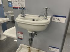 Silverdale Wall Mounted Basin, with two taps, approx. 400mm x 220mm Please read the following