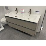 Duravit 1300 Twin Basin Unit, with two brushed bronze taps, approx. 1.3m x 490mm Please read the