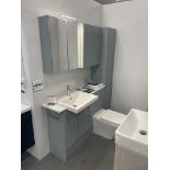 Utopia Original Basin/ Toilet Unit, with double door mirrored cabinet and taps, overall size approx.