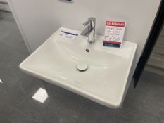 Three Duravic Basin Units, with one tap and circular mirror Please read the following important