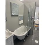 Burlington Bath, with legs, screen, taps and showerhead, bath approx. 1.5m x 740mm Please read the