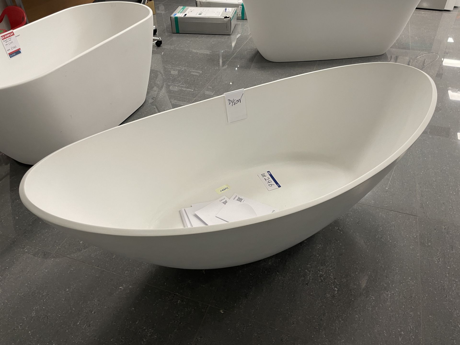 Breeze Double Ended Free Standing Cast Stone Bath, approx. 1720mm x 830mm x 650mm Please read the