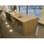 Beckerman ISLAND DINING TABLE/ COOKING AREA, with two swivel high chairs, overall size approx. 4.