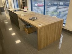 Beckerman ISLAND DINING TABLE/ COOKING AREA, with two swivel high chairs, overall size approx. 4.