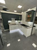 Masterclass Kitchens Wimbourne KITCHEN UNIT, with cabinets, wood foil laminate top, twin sink