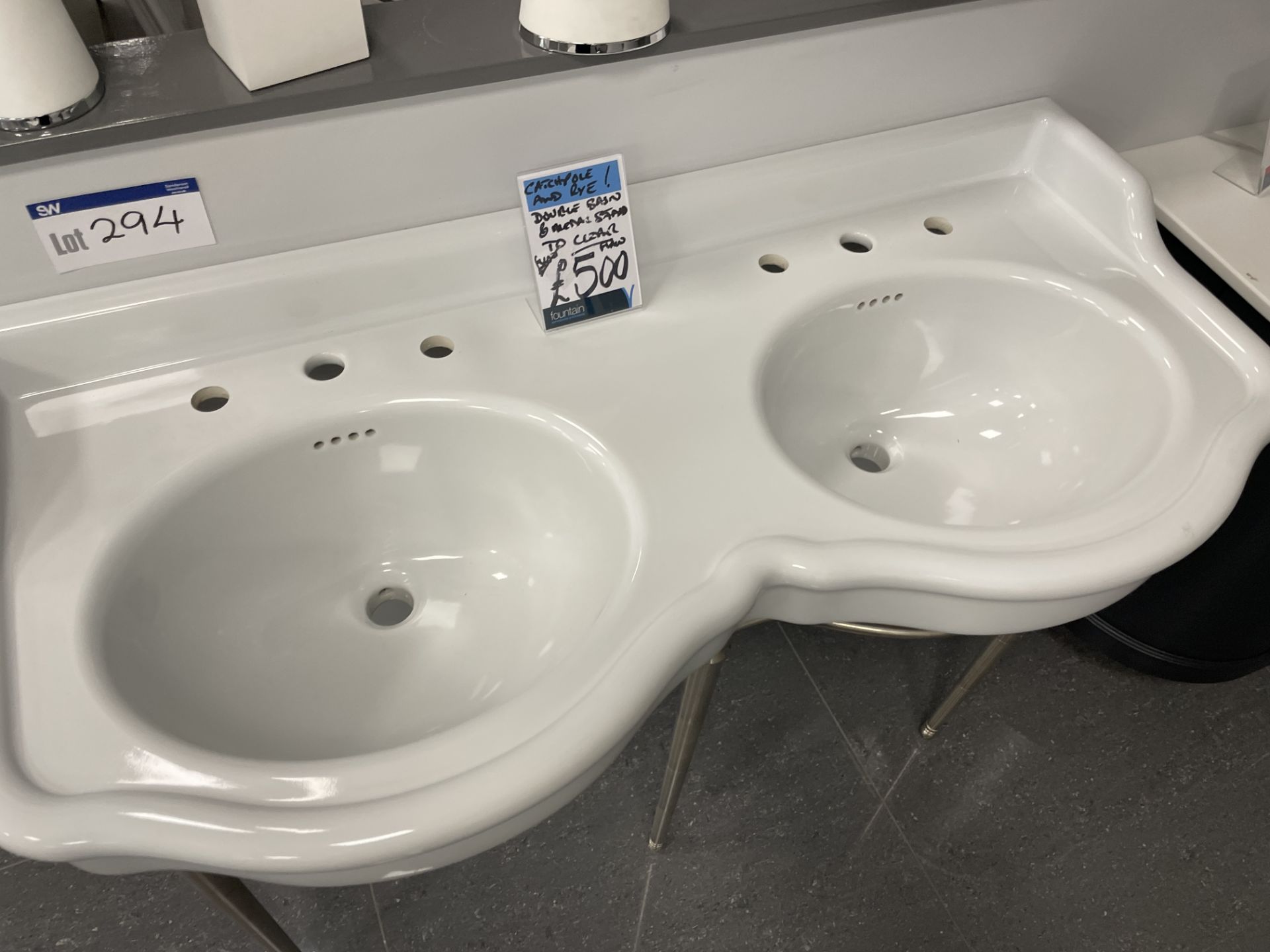 Catchpole & Wry Double Basin Stand, approx. 1.2m x 550mm Please read the following important notes:- - Image 2 of 2