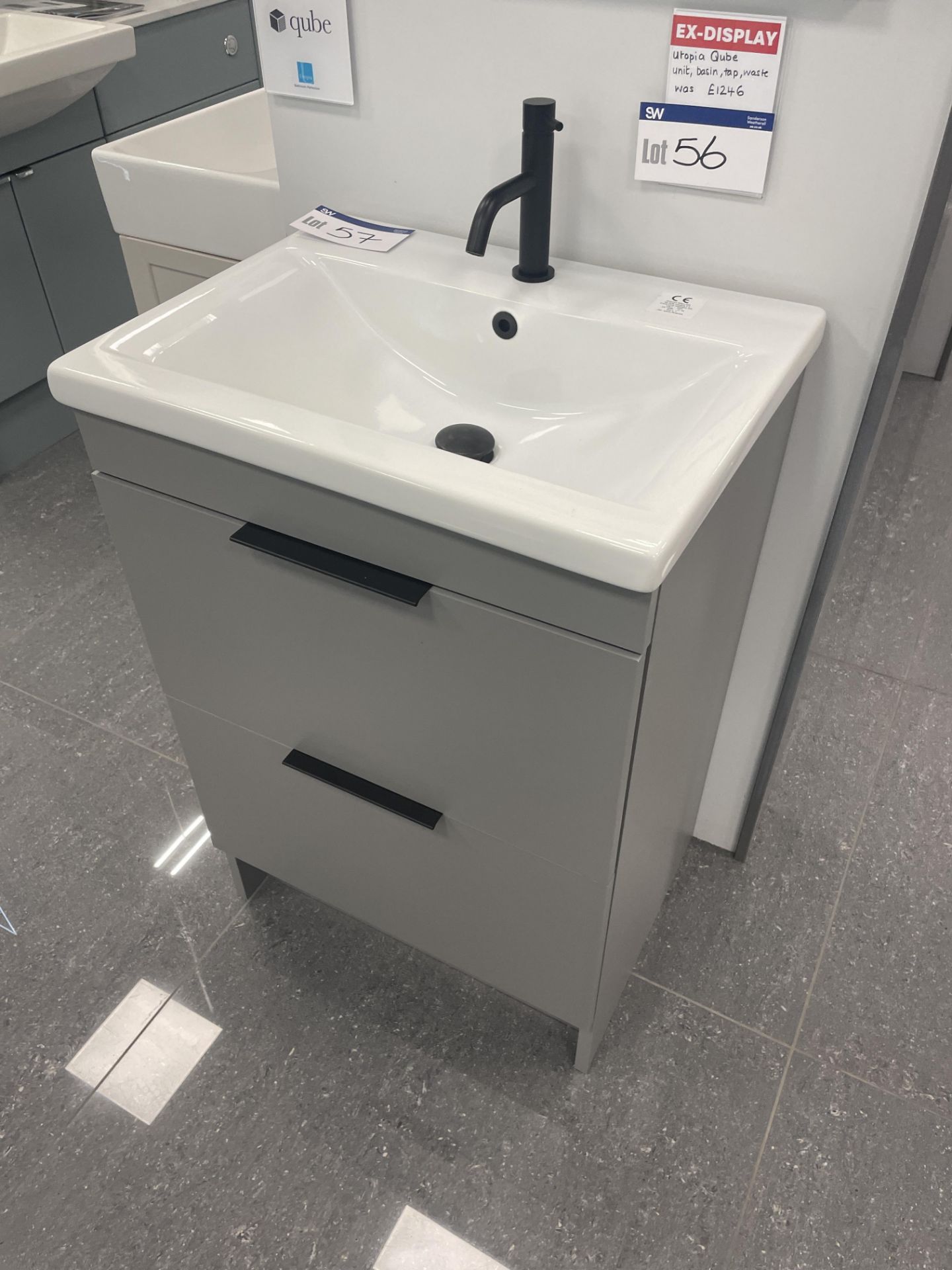 Utopia Qube Basin Unit, with tap and waste, overall size approx. 600mm x 465mm Please read the