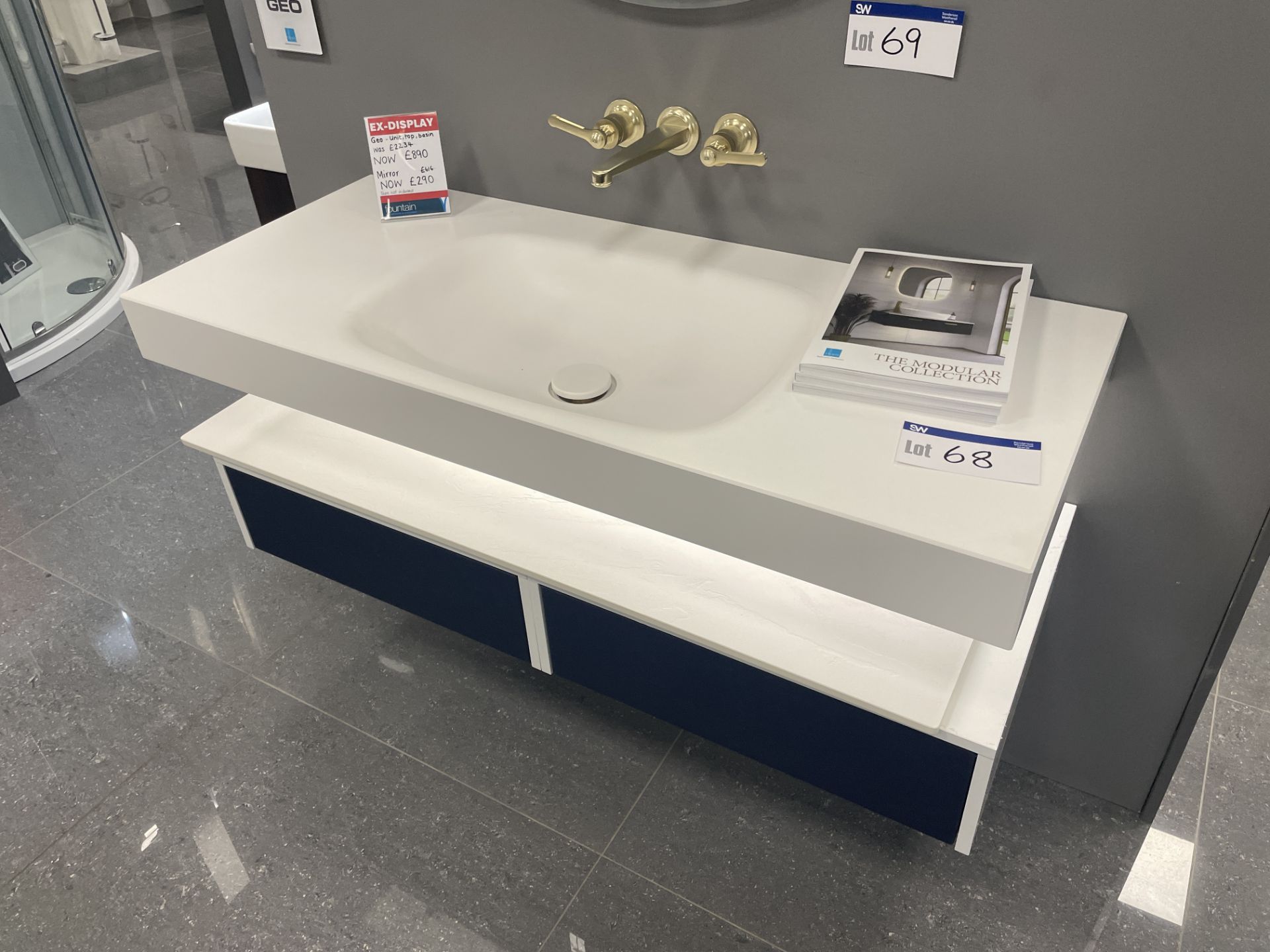 Geo Basin Unit, with wall mounted taps, approx. 1.2m x 500mm Please read the following important