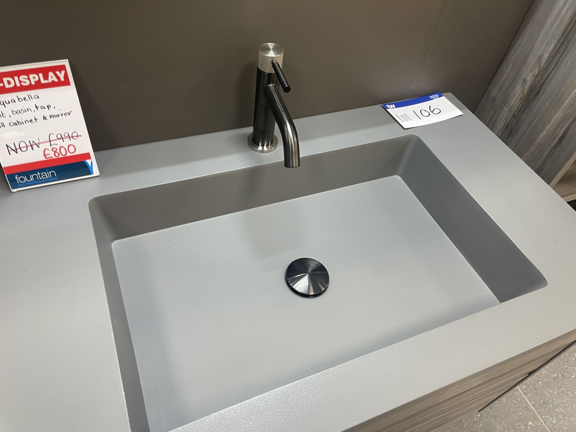 Acquabella Basin Unit, with tap and single door cabinet, basin approx. 800mm x 460mm, cabinet - Image 2 of 5