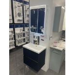 Utopia Qube Basin Unit, with tap and HIB Ether mirrored cabinet, basin approx. 600mm x 400mm,