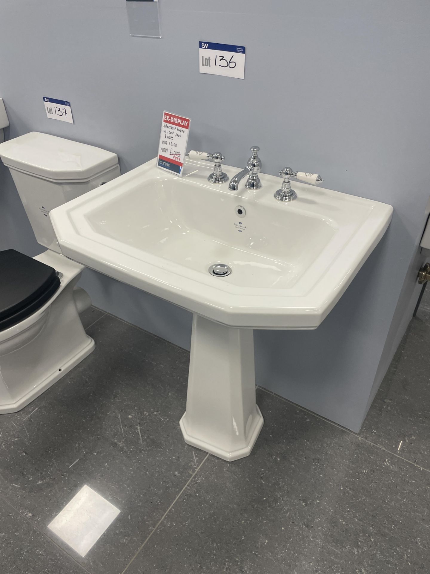 Silverdale Empire Basin, with taps, approx. 710mm x 530mm Please read the following important